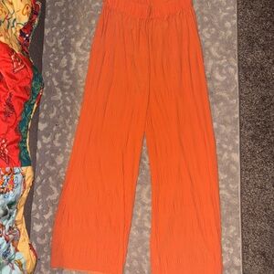Vibrant Orange Wide-Leg Pants